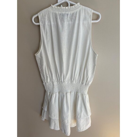 Aqua NWT White Sleeveless Smocked Waist Mini Dress Size Large - Picture 8 of 10